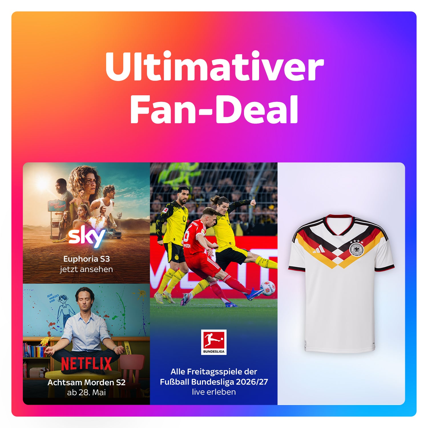WM-DEAL - 12 Monate Sky Entertainment Plus inkl. Netflix für 99 € + GRATIS WM-TRIKOT!